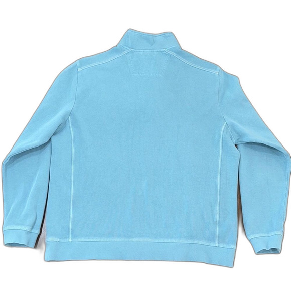 Tommy Bahama Aqua Blue Quarter Zip Pullover Cotton Sweatshirt XL Marlin Logo - Picture 3 of 10